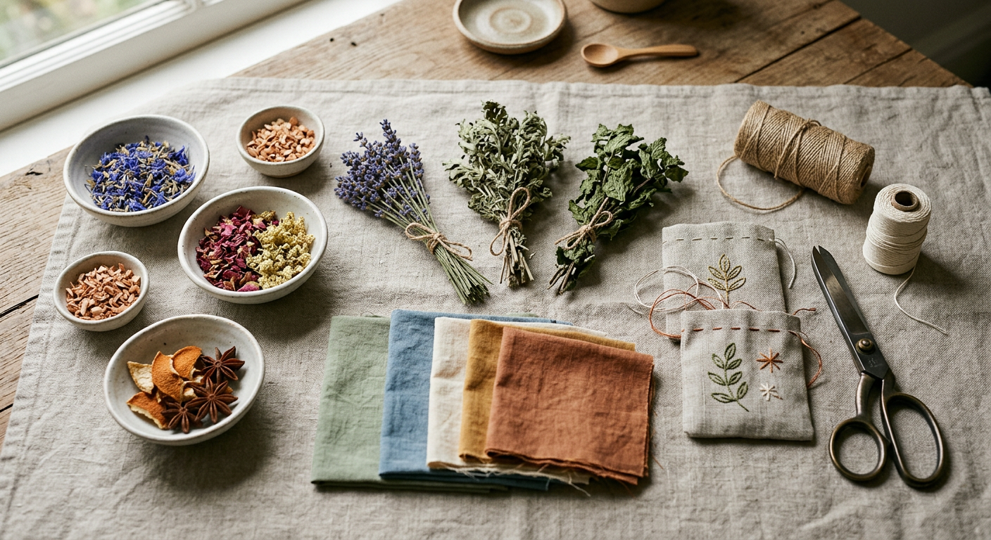 Seasonal sachet workshop materials