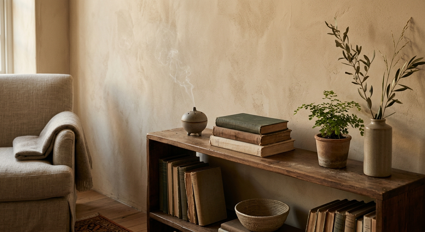 Incense in a serene interior space
